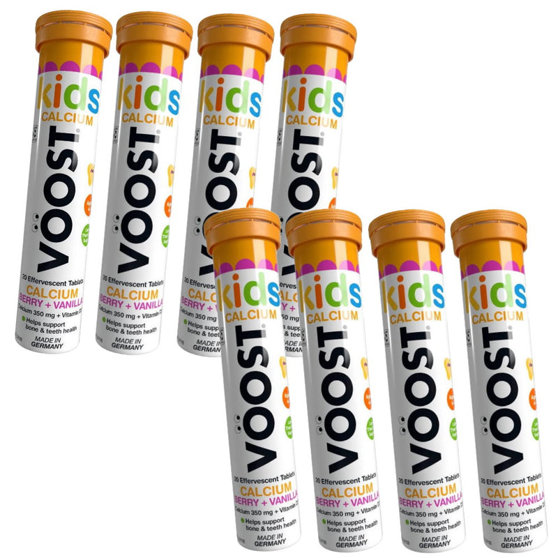 8x VOOST Kids Calcium Berry + Vanilla Effervescent Tablets 20 pack