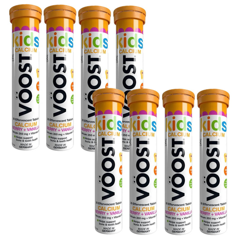 8x VOOST Kids Calcium Berry + Vanilla Effervescent Tablets 20 pack