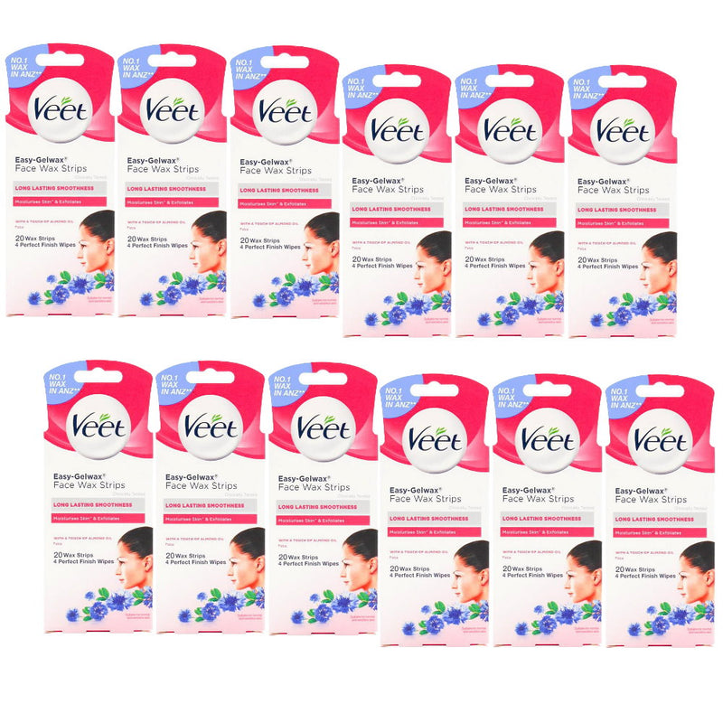 12x Veet Easy Gelwax Face Wax Strips Precision 20 pack