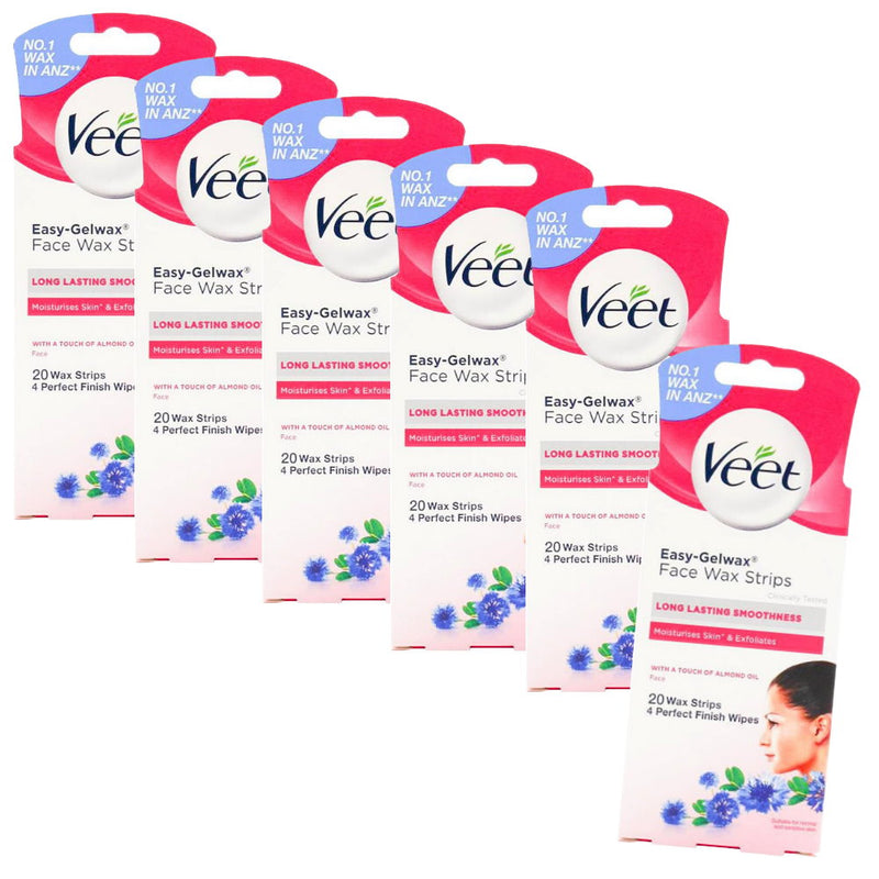 6x Veet Easy Gelwax Face Wax Strips Precision 20 pack