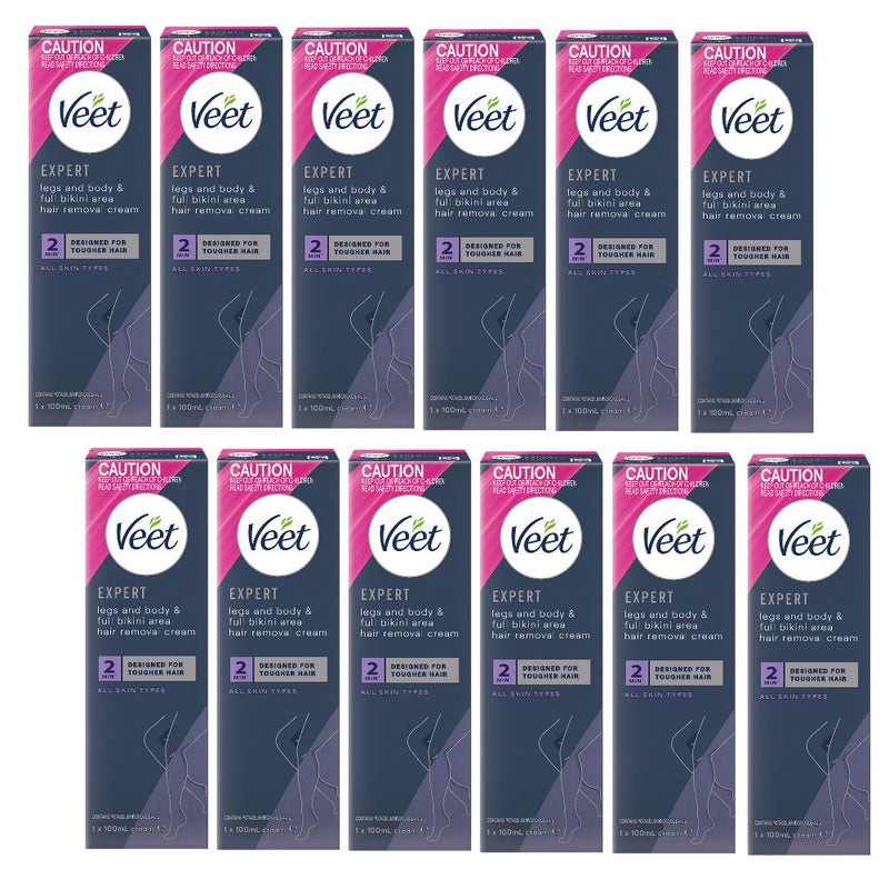 12x Veet Expert Legs Body Full Bikini Hair Removal Cream 100ml