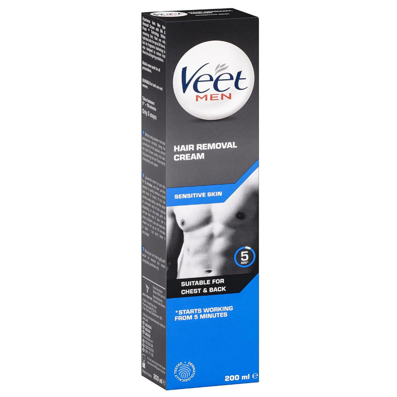 Veet Men Hair Removal Cream Sensitive Skin Chest and Back 200ml