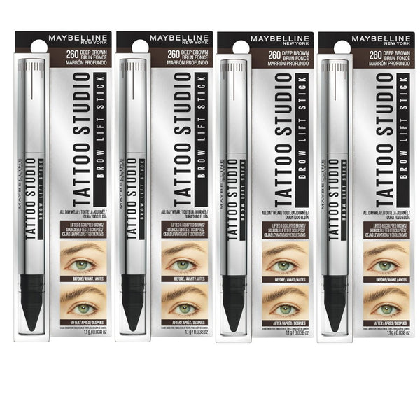 4x Maybelline Tattoo Studio Brow Lift Eyebrow Pen 1.1g 260 Deep Brown