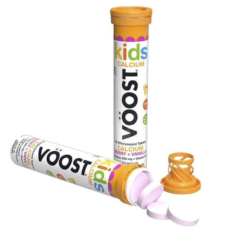 3x VOOST Kids Calcium Berry + Vanilla Effervescent Tablets 20 pack - Makeup Warehouse Australia