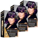 3pk LOreal Preference Hair Colour P38 Tokyo Intense Violet - Makeup Warehouse Australia 
