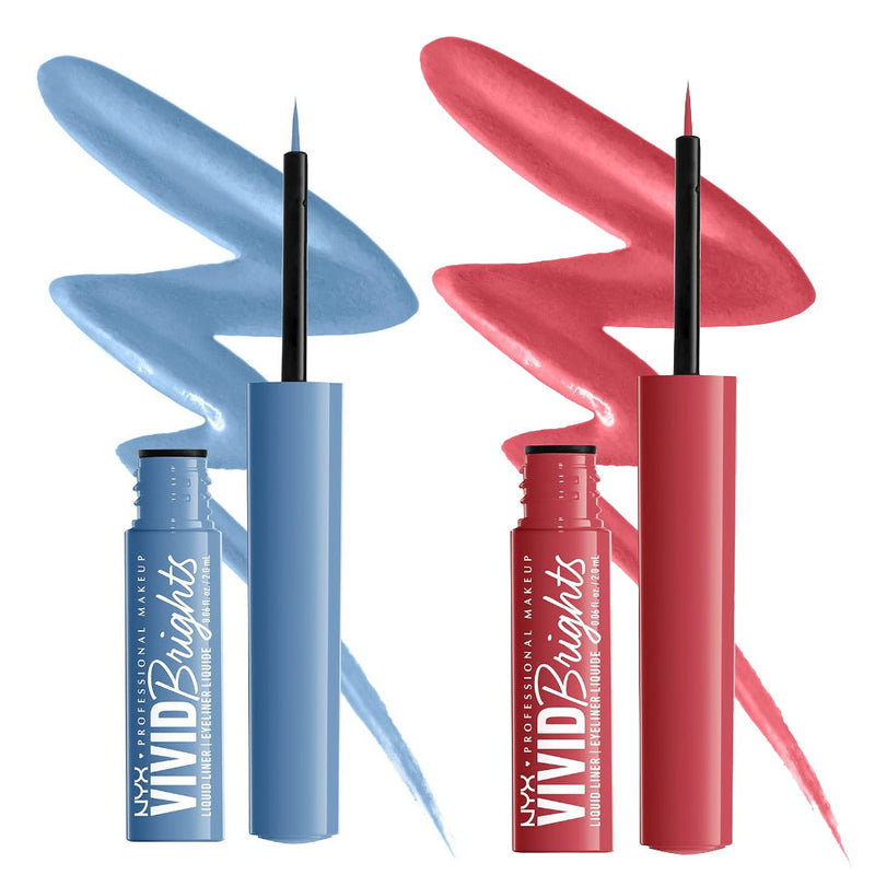 2pk NYX Professional Makeup Vivid Bright Liquid Liner Red and Blue