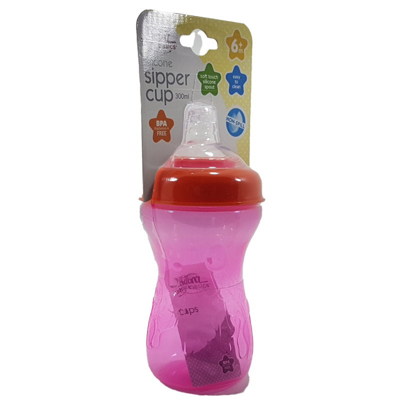 Heinz Baby Basics Silicone Sipper Cup Pink 300mL - Makeup Warehouse Australia