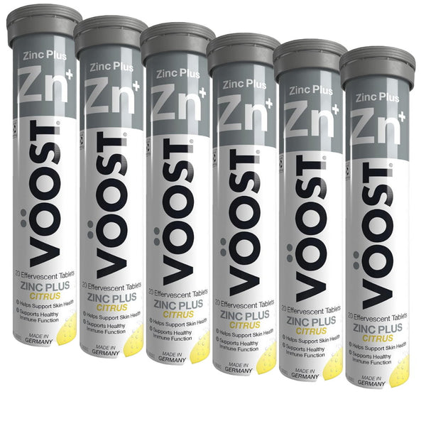 6x VOOST Zinc Plus Citrus Effervescent Tablets 20 pack - Makeup Warehouse Australia