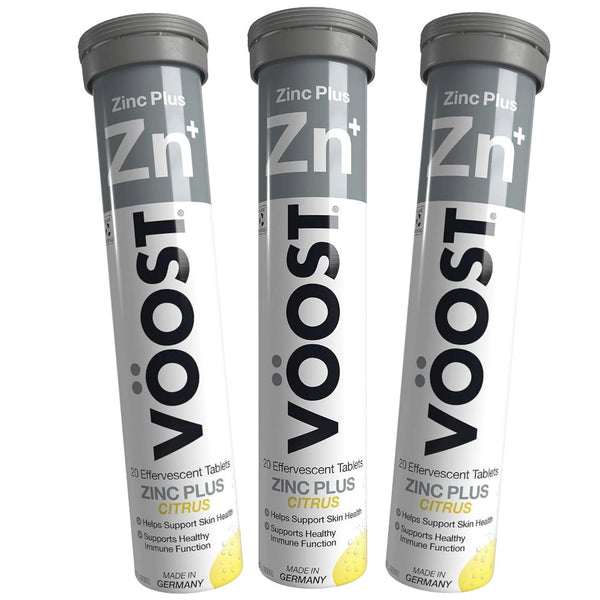 3x VOOST Zinc Plus Citrus Effervescent Tablets 20 pack - Makeup Warehouse Australia