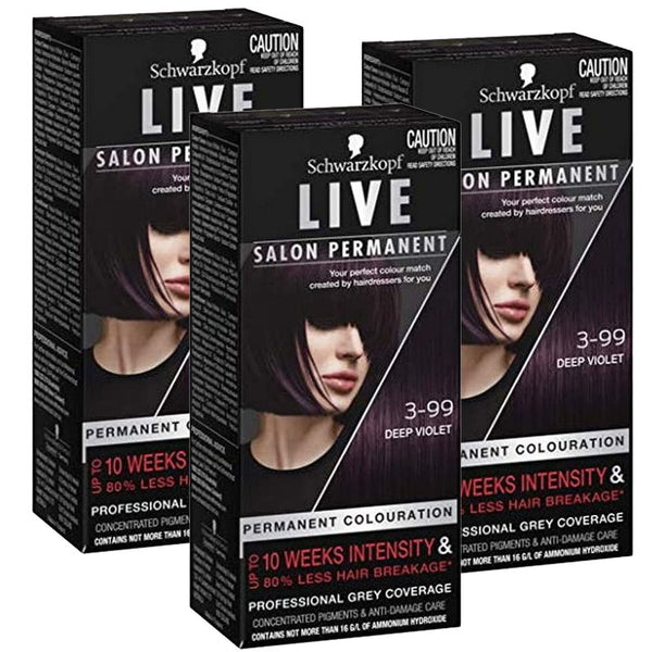 Buy Schwarzkopf LIVE Salon Permanent Hair Colour 3-99 Deep Violet - Makeup Warehouse Australia 