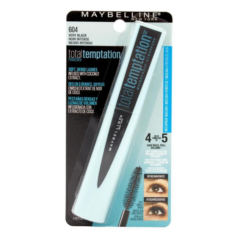 6 x Maybelline Total Temptation Waterproof Mascara 604 Very Black