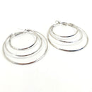 Rosy Lane Round Tri Geometric Hoops Earrings - Silver